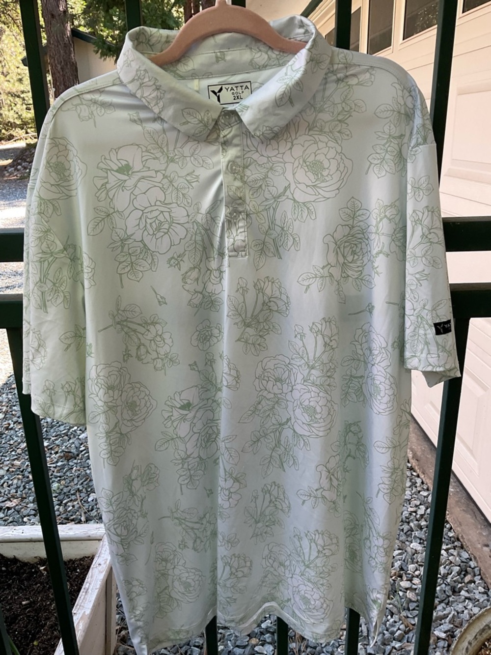C-YATTA Mint Green Floral Men's Polo Shirt 2XL GOLFING